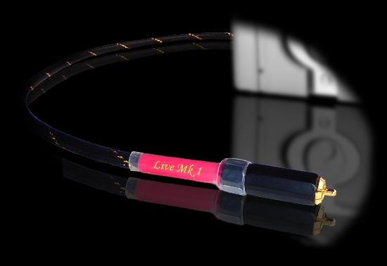 Live Mk 1 high performance audio interconnect in luxurious black and gold finish and proprietary precision RCA connect for superior signal transfer